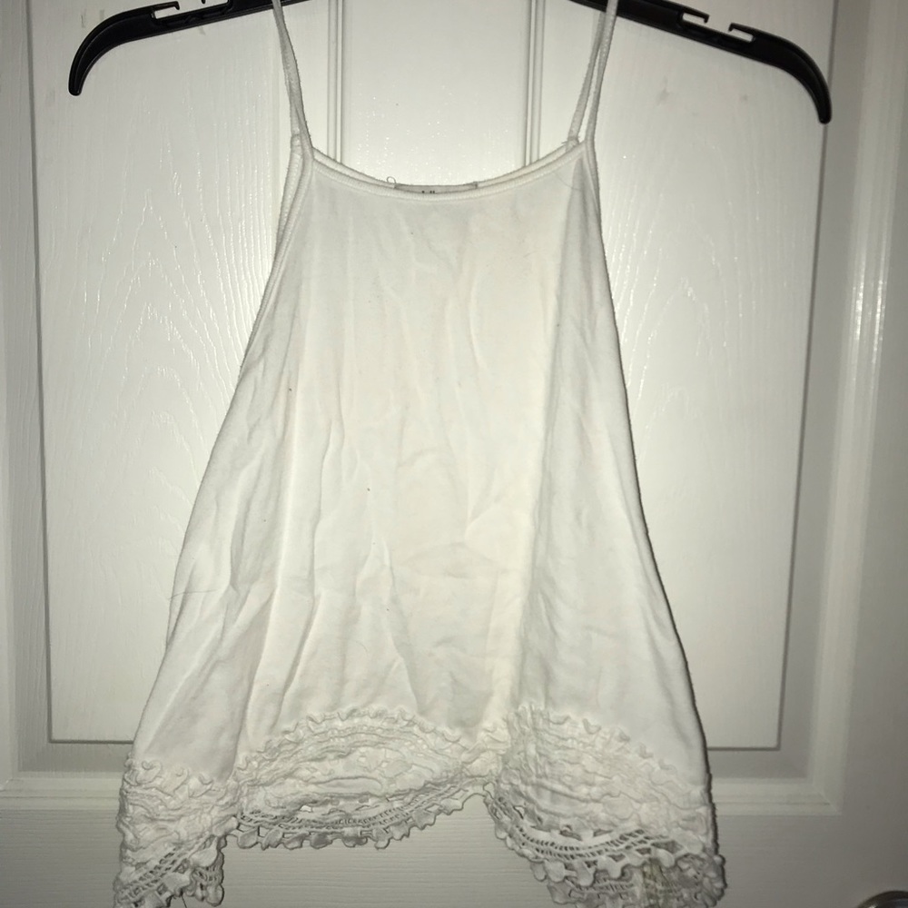 White Lace High- Neck Tank